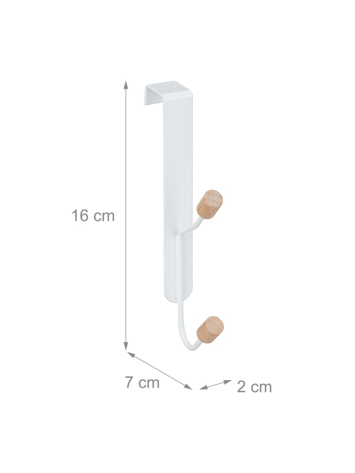 relaxdays 5x Türhaken Vierfachhaken in Weiß/Natur günstig kaufen onesize