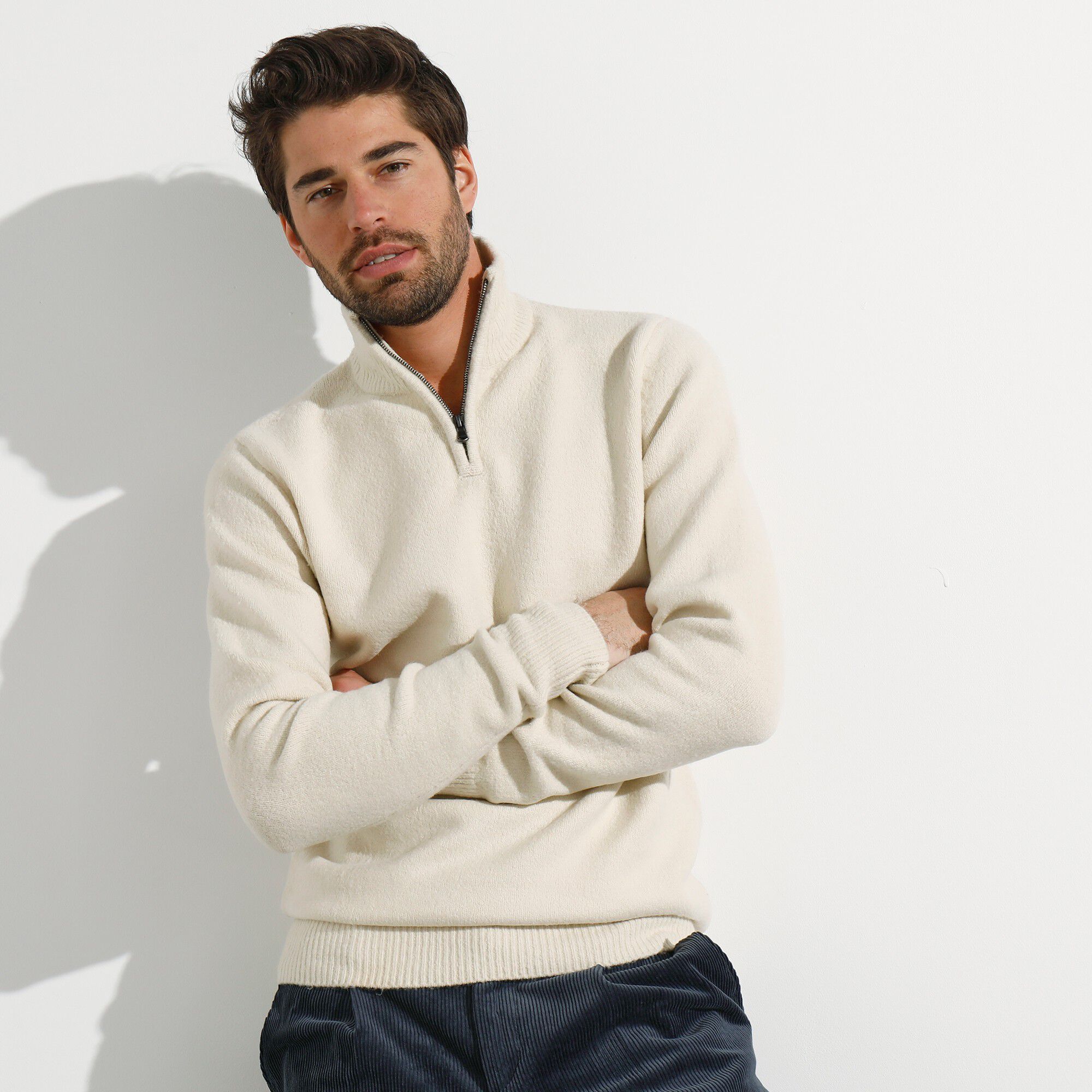 Pull col montant zippé en jersey avec polyester recyclé(1)
