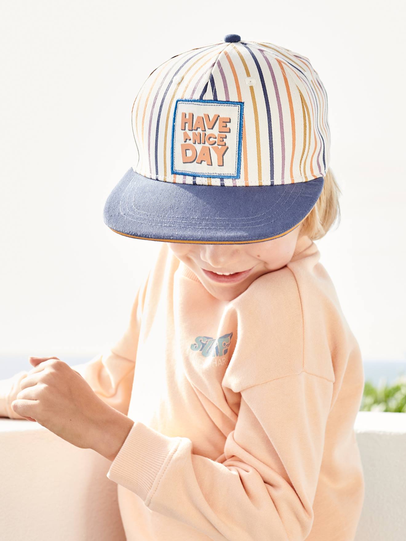 Casquette rayée garçon encre
