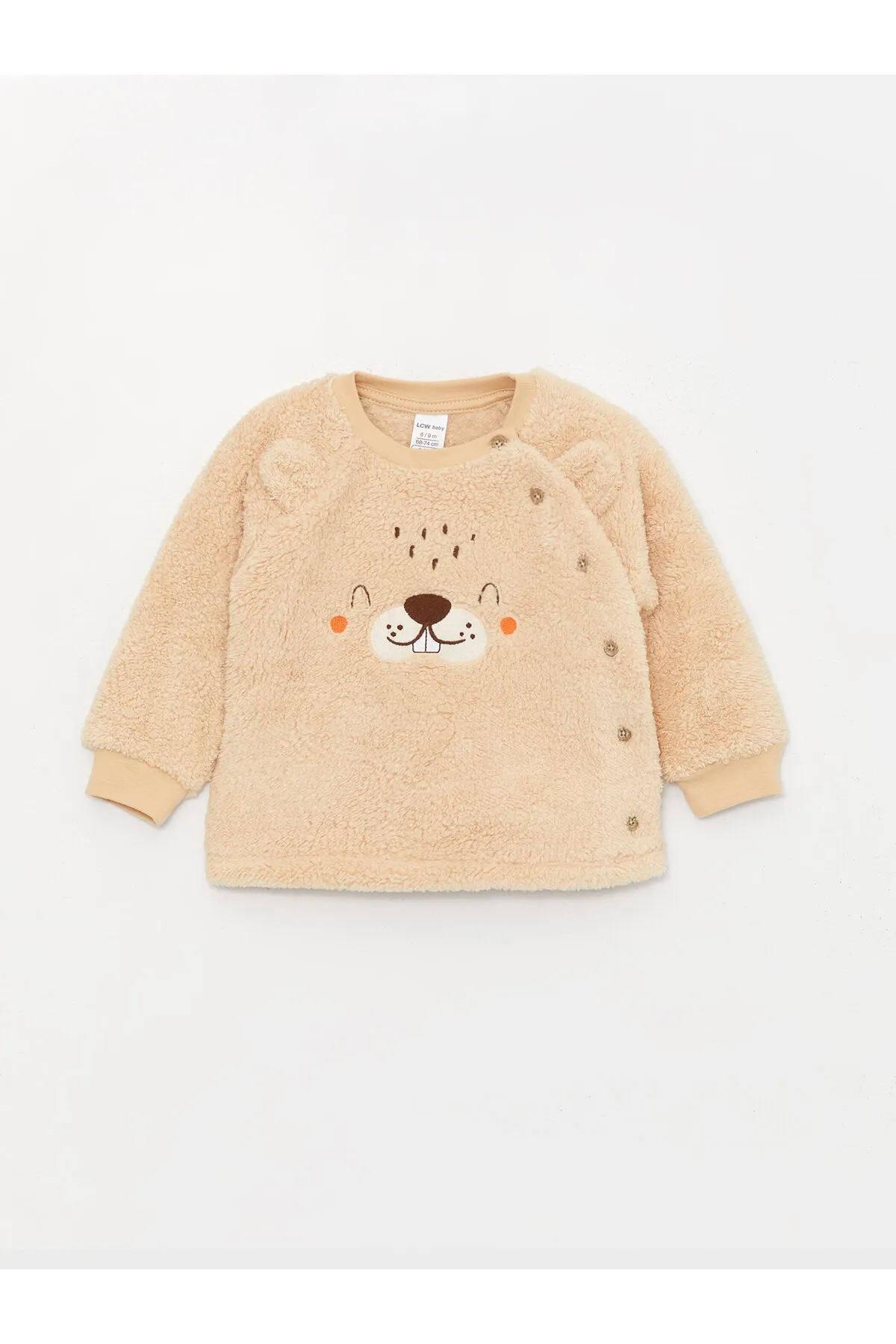 LC Waikiki  Langärmliges Baby-Jungen-Plüsch-Cardigan und Hose mit Rundhalsausschnitt, 2er-Set