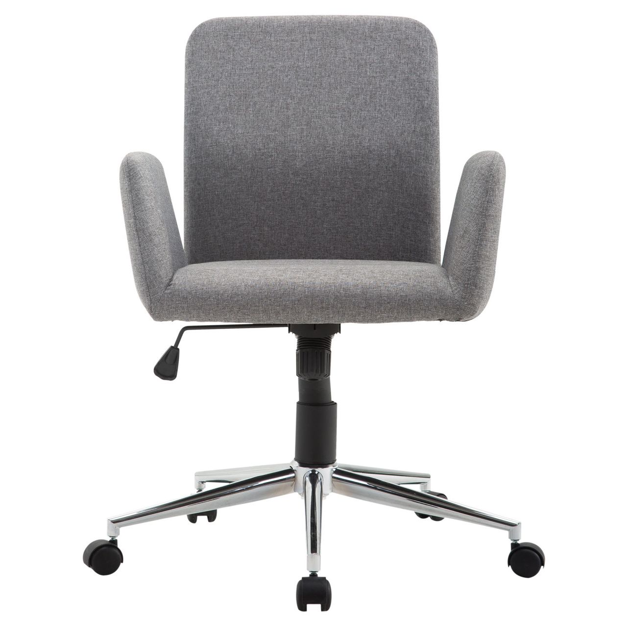 HOMCOM Bürostuhl Drehstuhl Bürosessel mit Rädern Armsessel im Nordischen Stil Schreibtischstuhl Edelstahl Leinenimitat Grau 61 x 58 x 88-97,5 cm