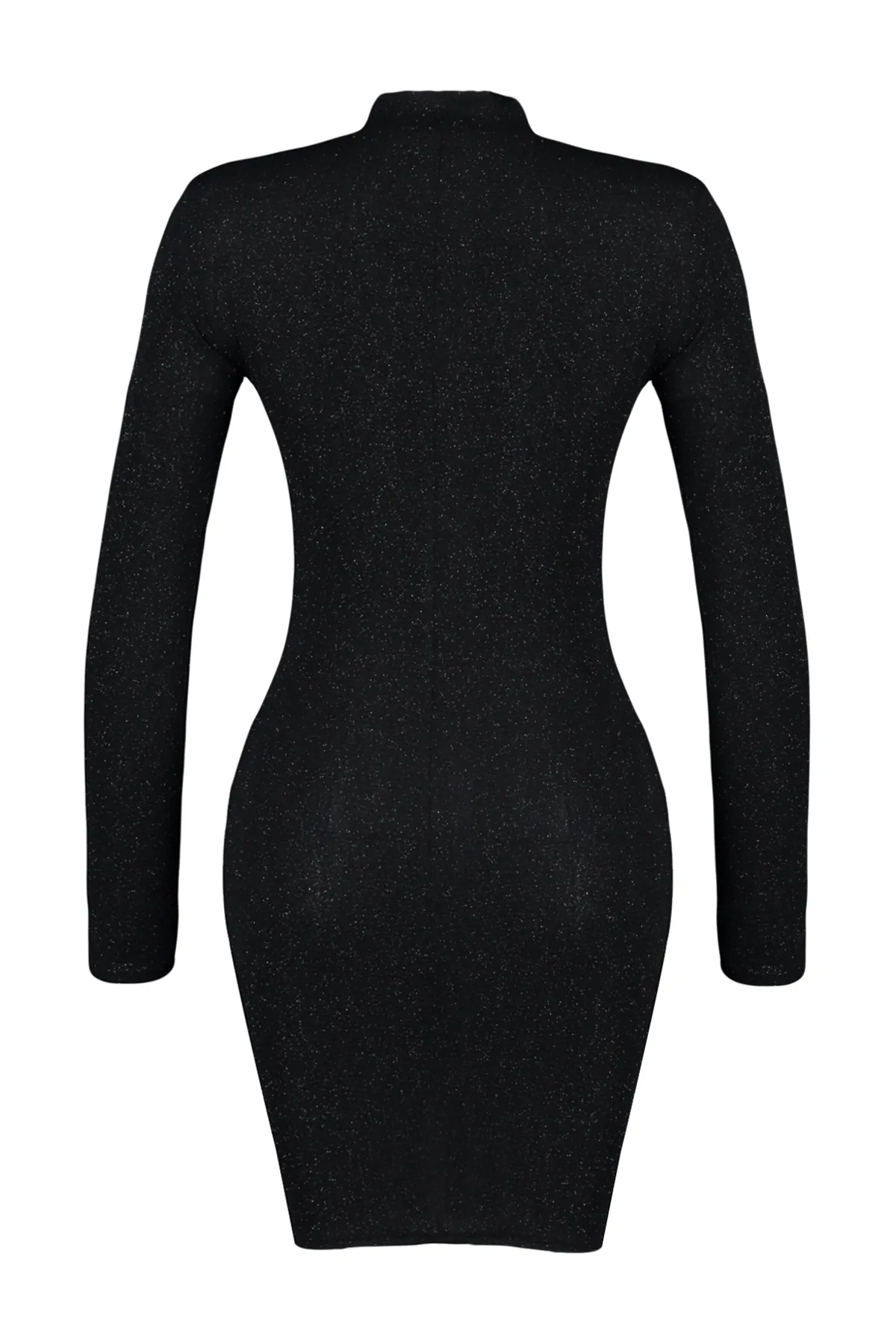 Trendyol Collection  Schwarzes, tailliertes, glänzendes, glitzerndes, gestricktes, elegantes Abendkleid TPRAW24EL00006