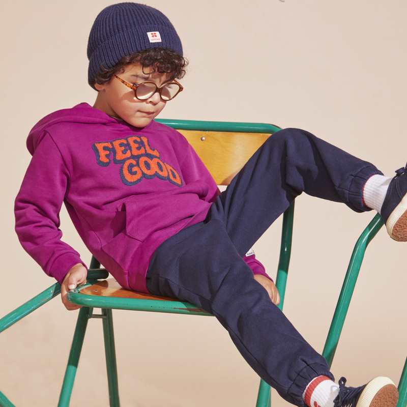 Sweat garçon broderie violet en coton recyclé Catimini