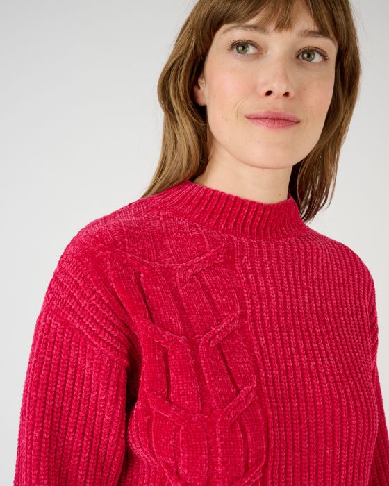Pull maille chenille torsadé