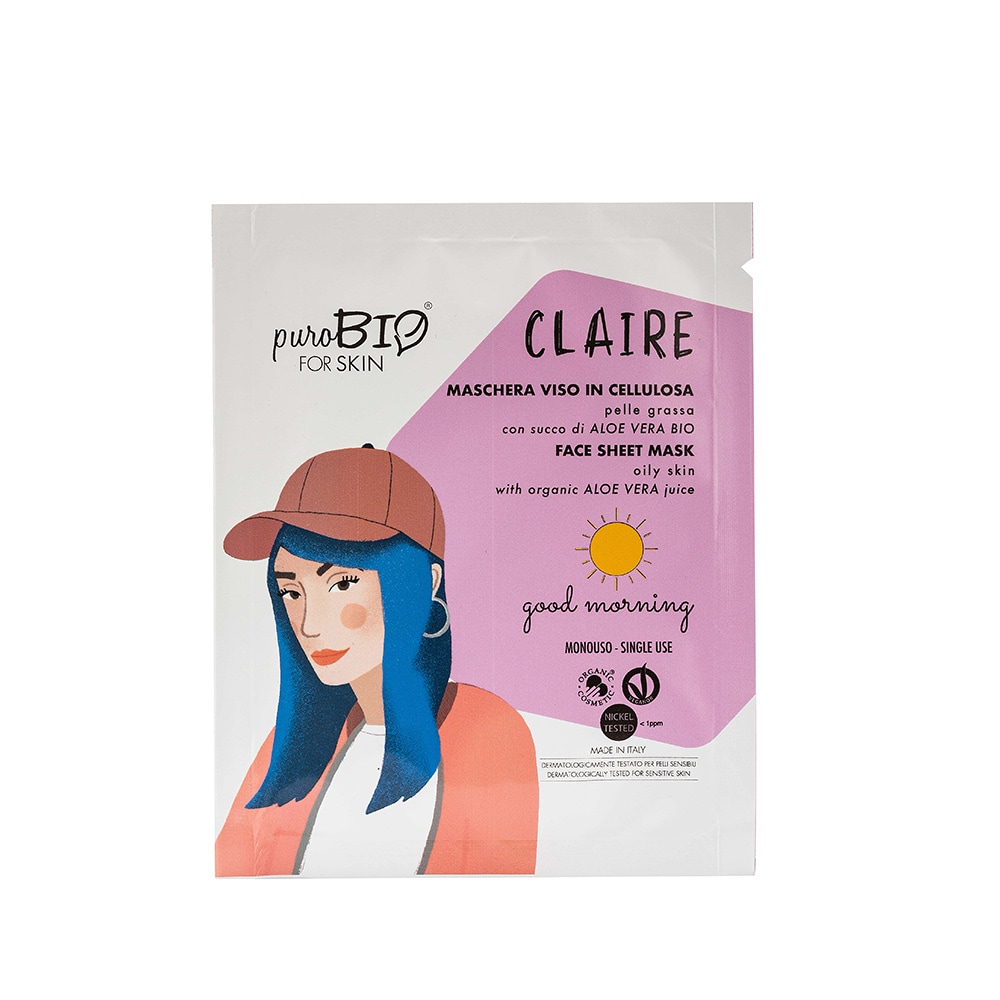 Purobio CLAIRE - Masque tissu  GOOD MORNING Peau grasse - Coup d'éclat