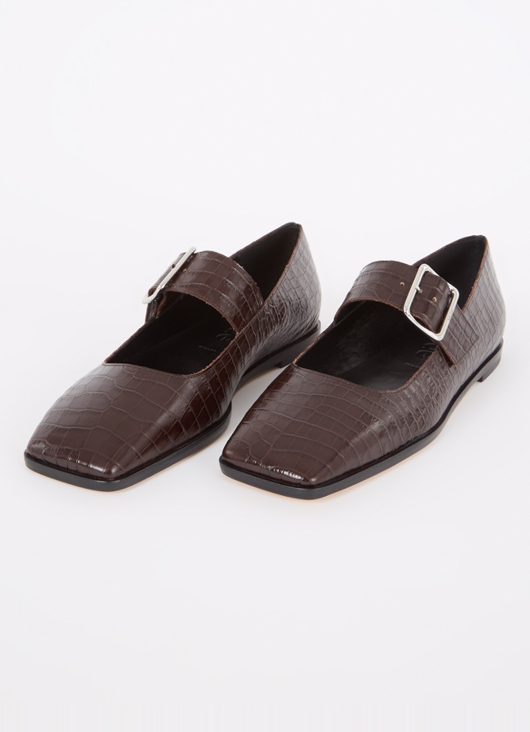 Aeyde Sunny calfskin ballerina with crocodile texture