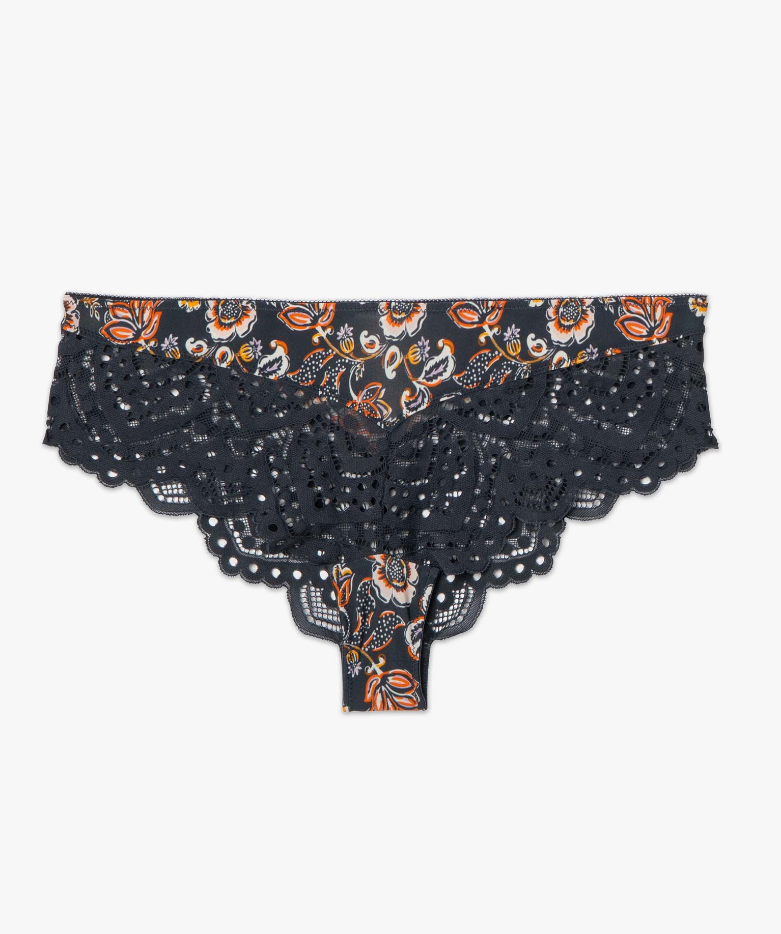 Shorty femme en microfibre et dentelle imprime | GEMO