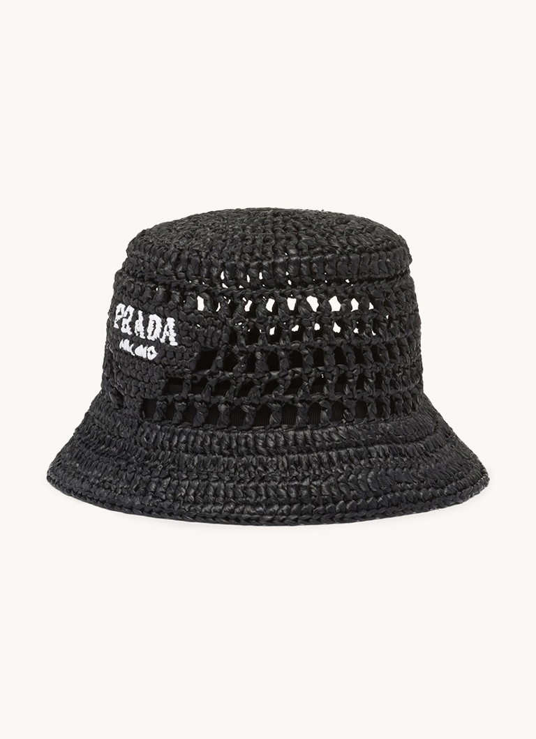 Prada Raffia bucket hat made of straw