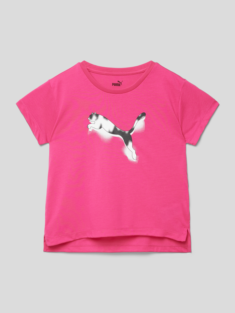 T-Shirt mit Label-Print in fuchsia