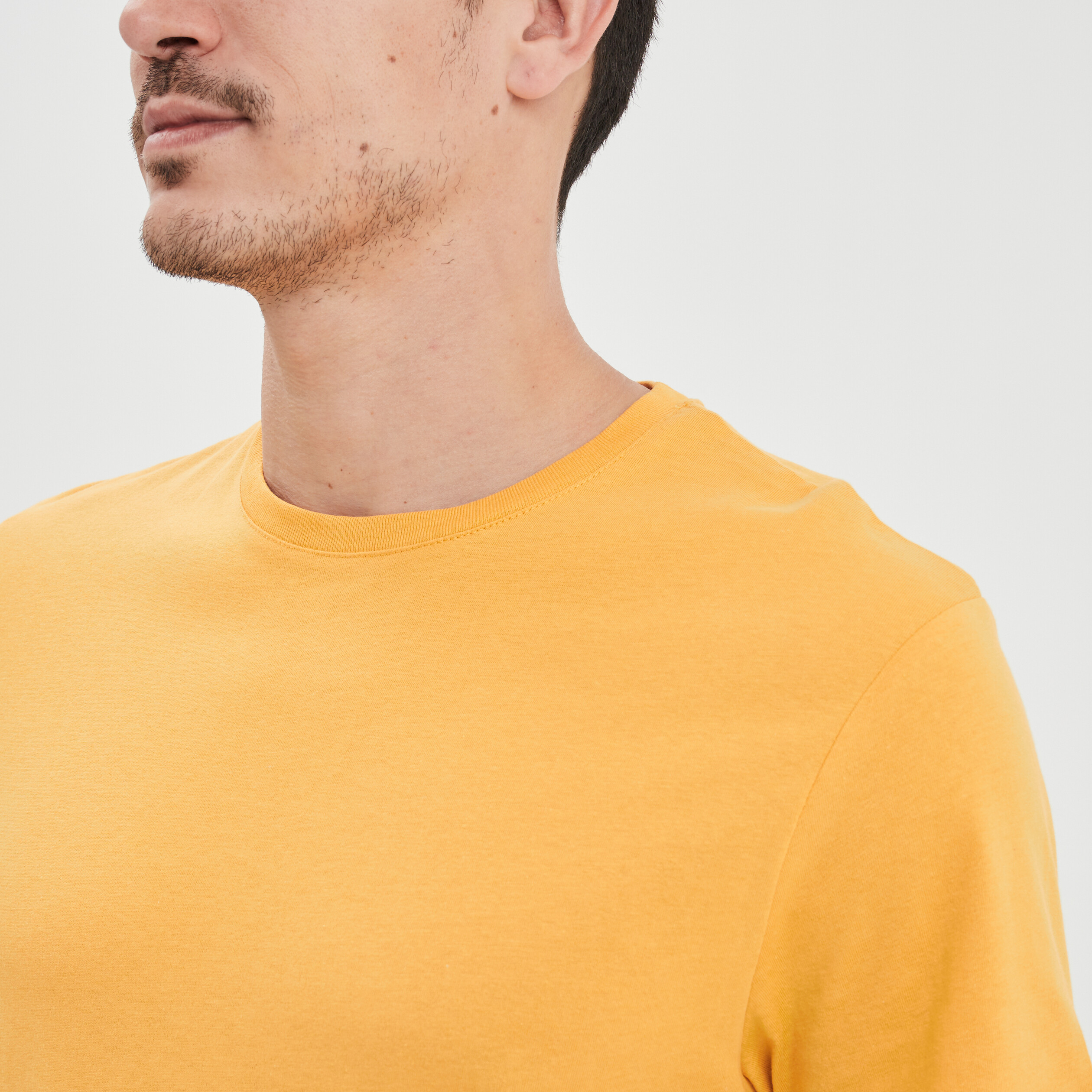 T-shirt en coton manches courtes jaune moutarde homme | La Halle