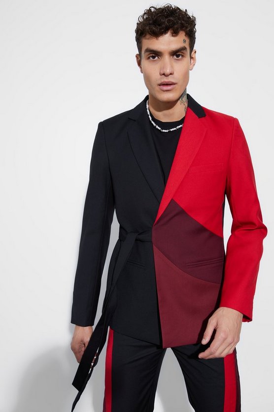 Skinny Colorblock Wickel-Blazer