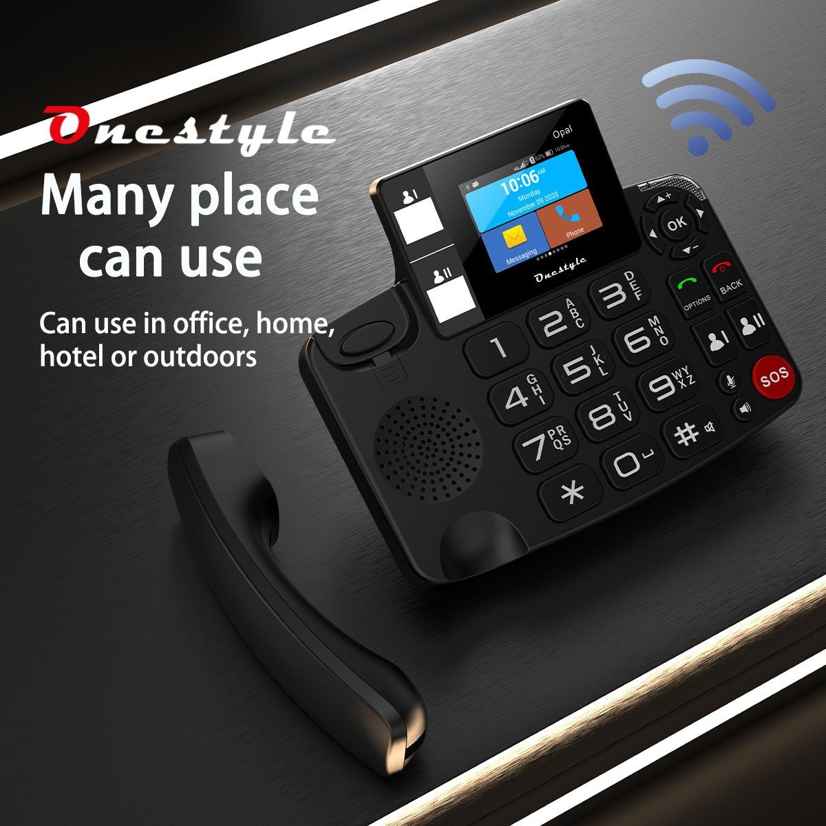 Onestyle Opal Tischtelefon mit WiFi, Dual-SIM für Senioren geeignet Großtastentelefon (Wi-Fi)