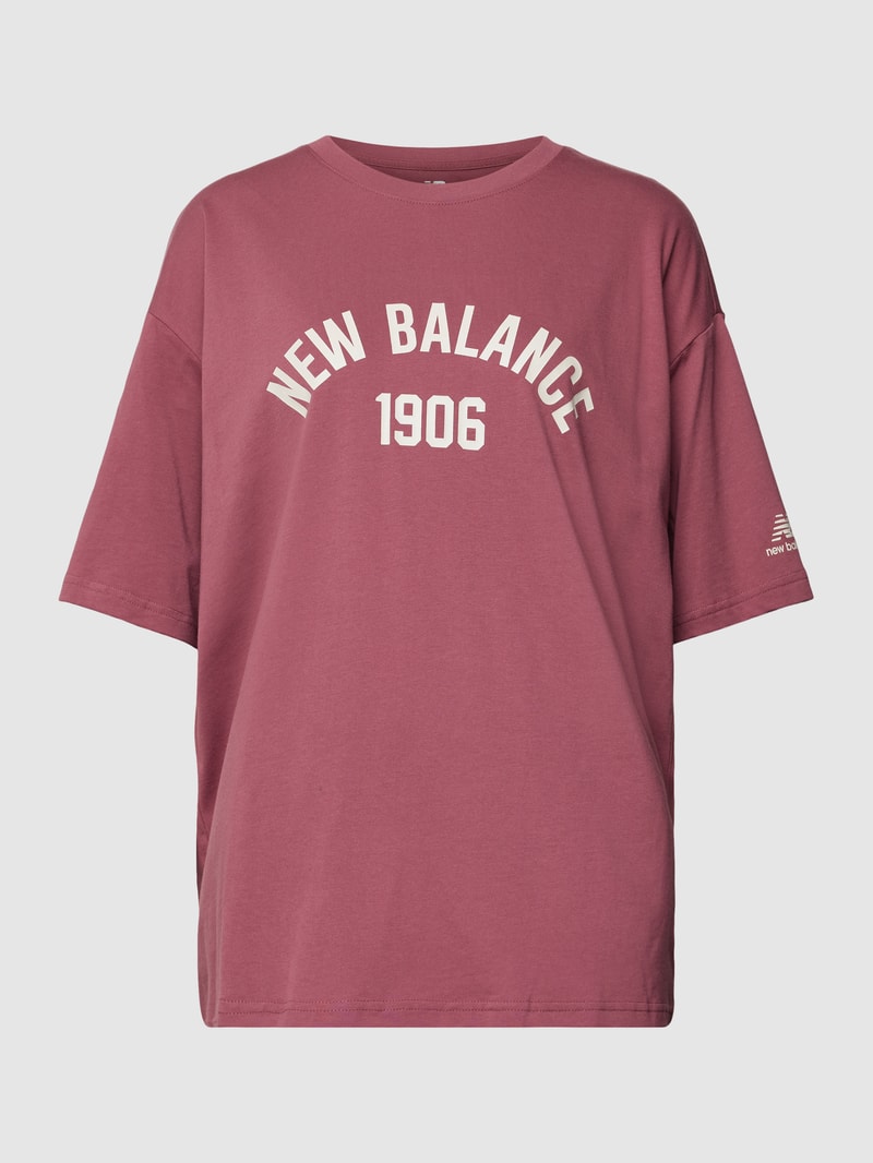 Oversized T-Shirt mit Label-Print in dunkelrot