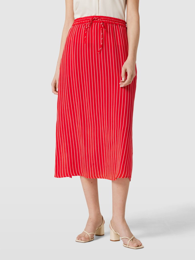 Midikleid mit Streifenmuster in rot