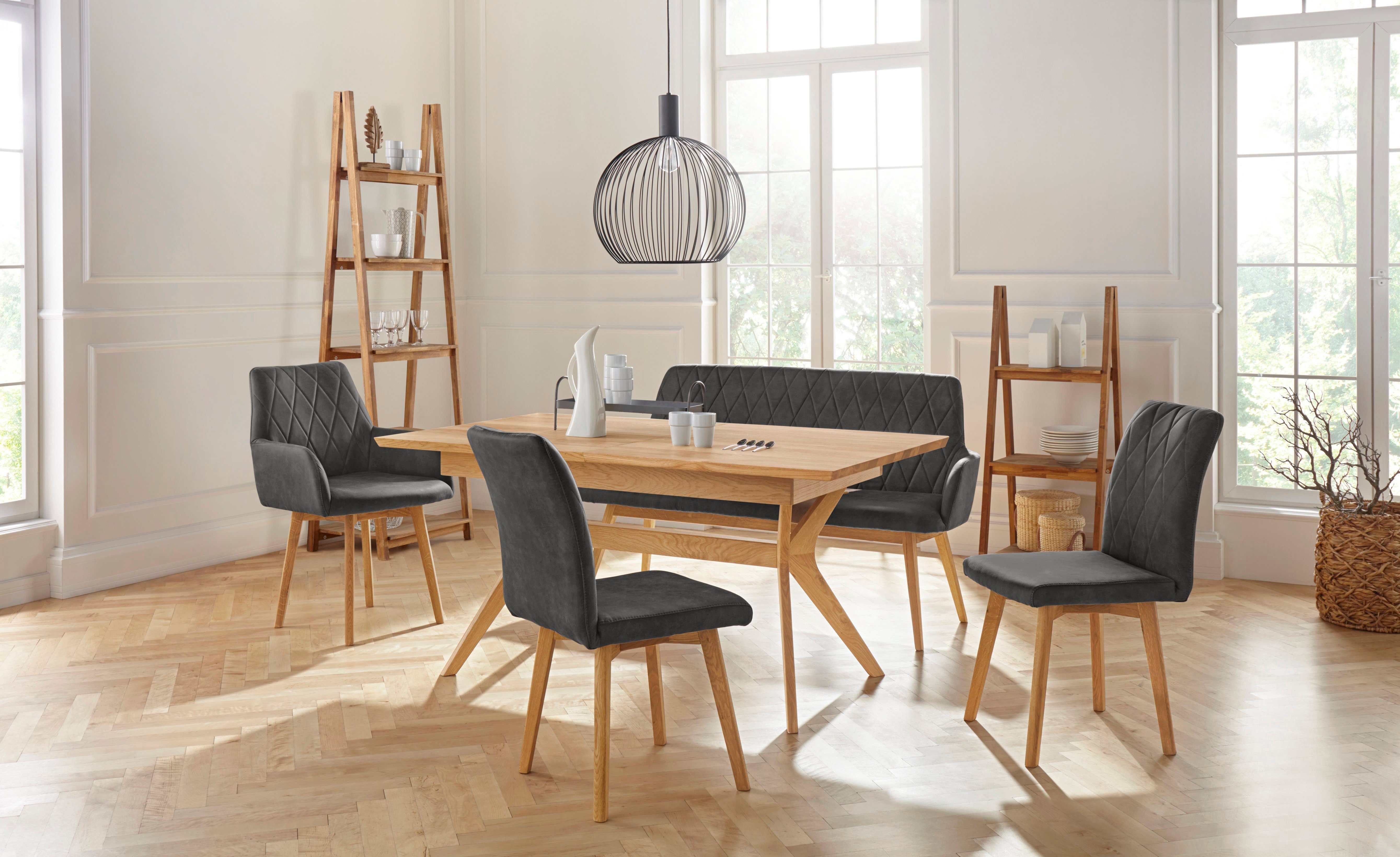 Home affaire 4-Fußstuhl Brest (Set, 2 St), Gestell aus Eiche Massivholz geölt