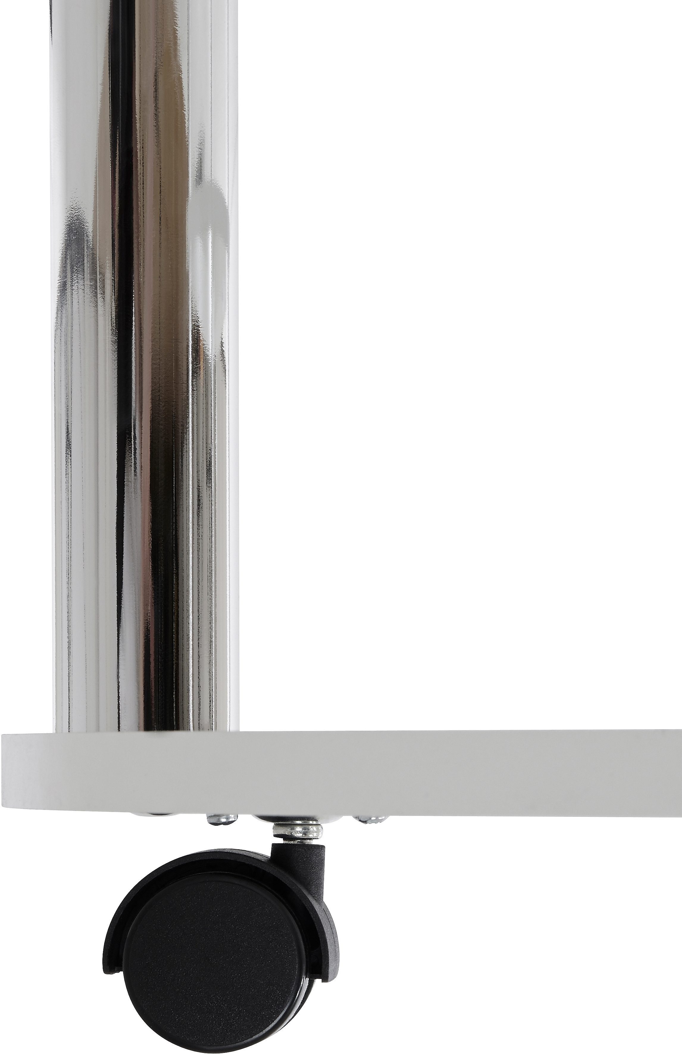 PRO Line Couchtisch, mit Glasplatte, Gestell aus Holz und Metall, Ablageboden, mit Rollen