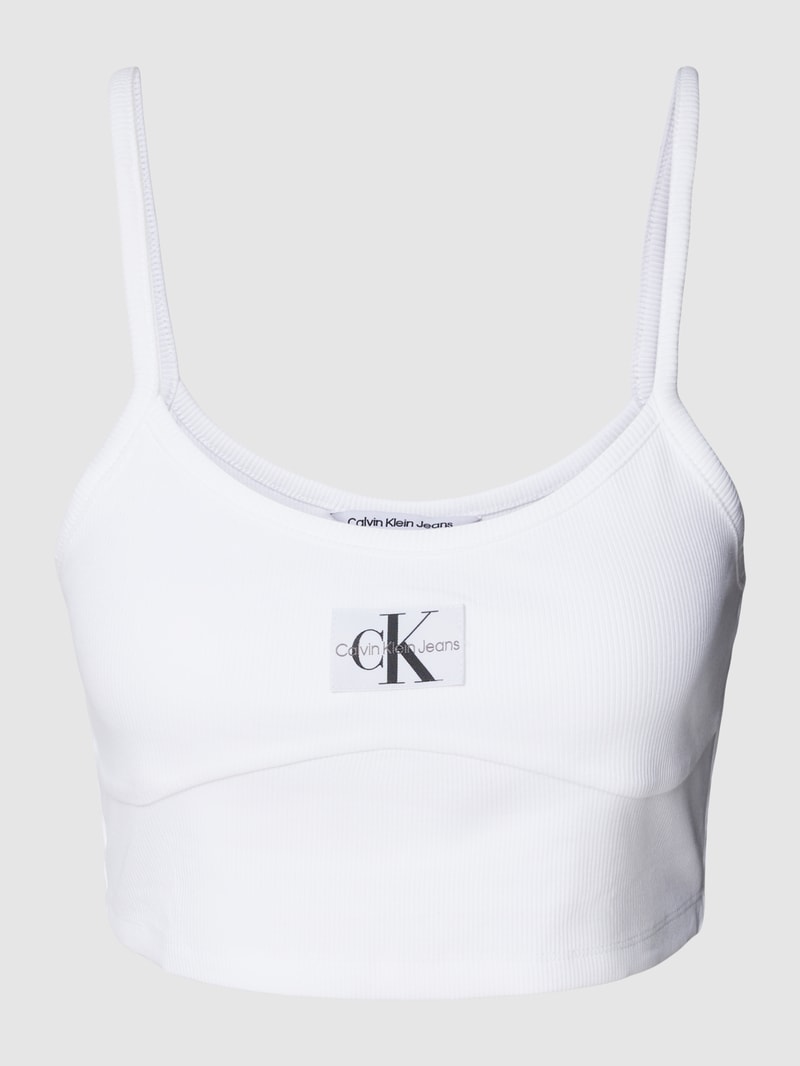 Bralette-Top mit Label-Patch in weiss