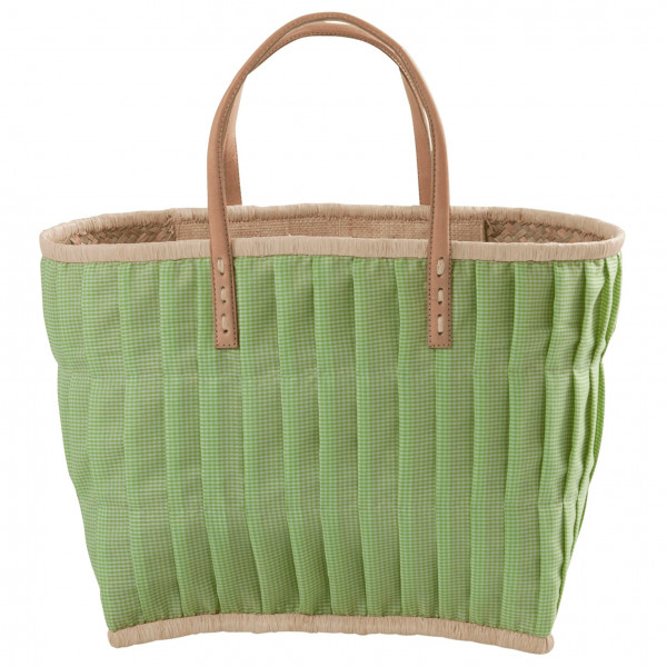 Rice - Fabric Covered Raffia with Leather Handles - Tasche