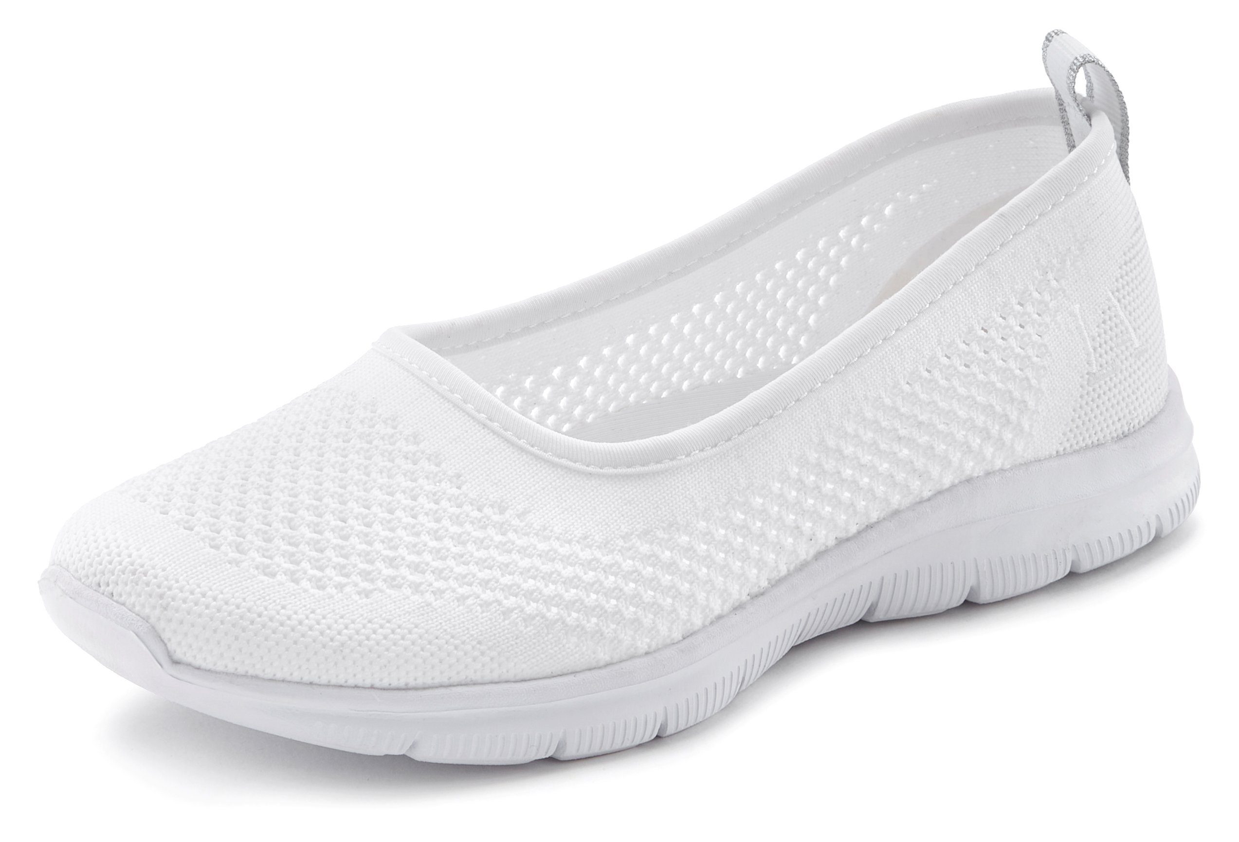 LASCANA Sneaker Ballerinas ultraleichter Slipper,Freizeitschuh aus Mesh, weicher Innensohle VEGAN