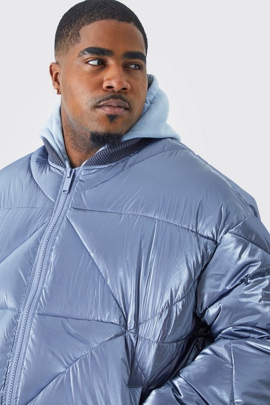 Plus Steppjacke in Metallic-Optik