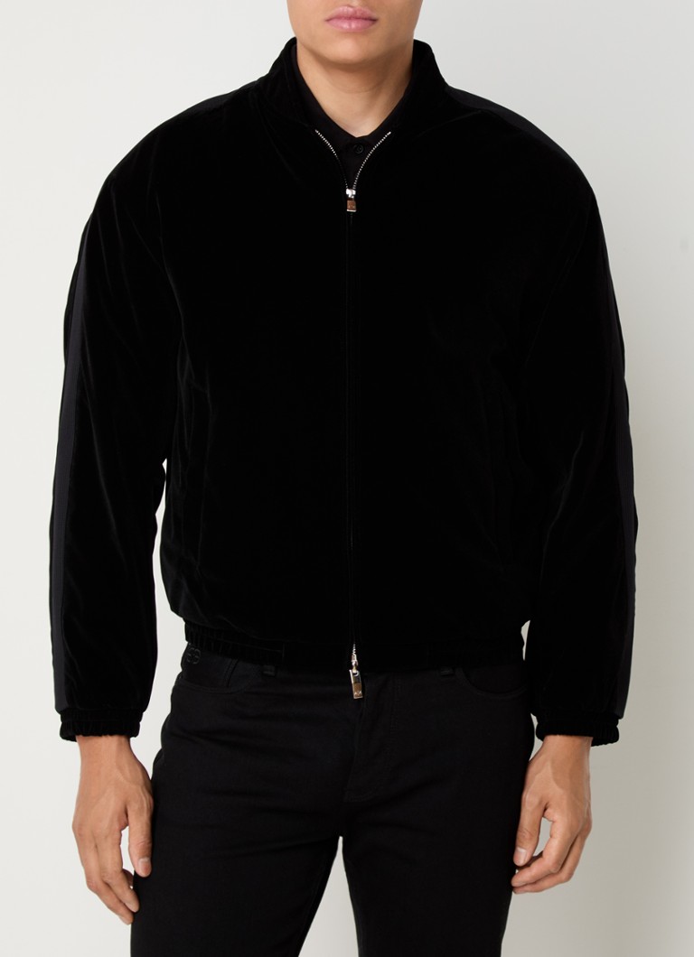 Jachetă bomber din catifea Armani Exchange, cu buzunare laterale.
