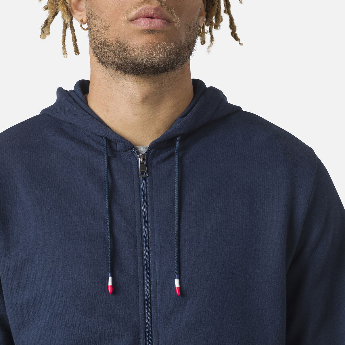 Herrensweatshirt mit Kapuze, Logo und durchgehendem Reißverschluss