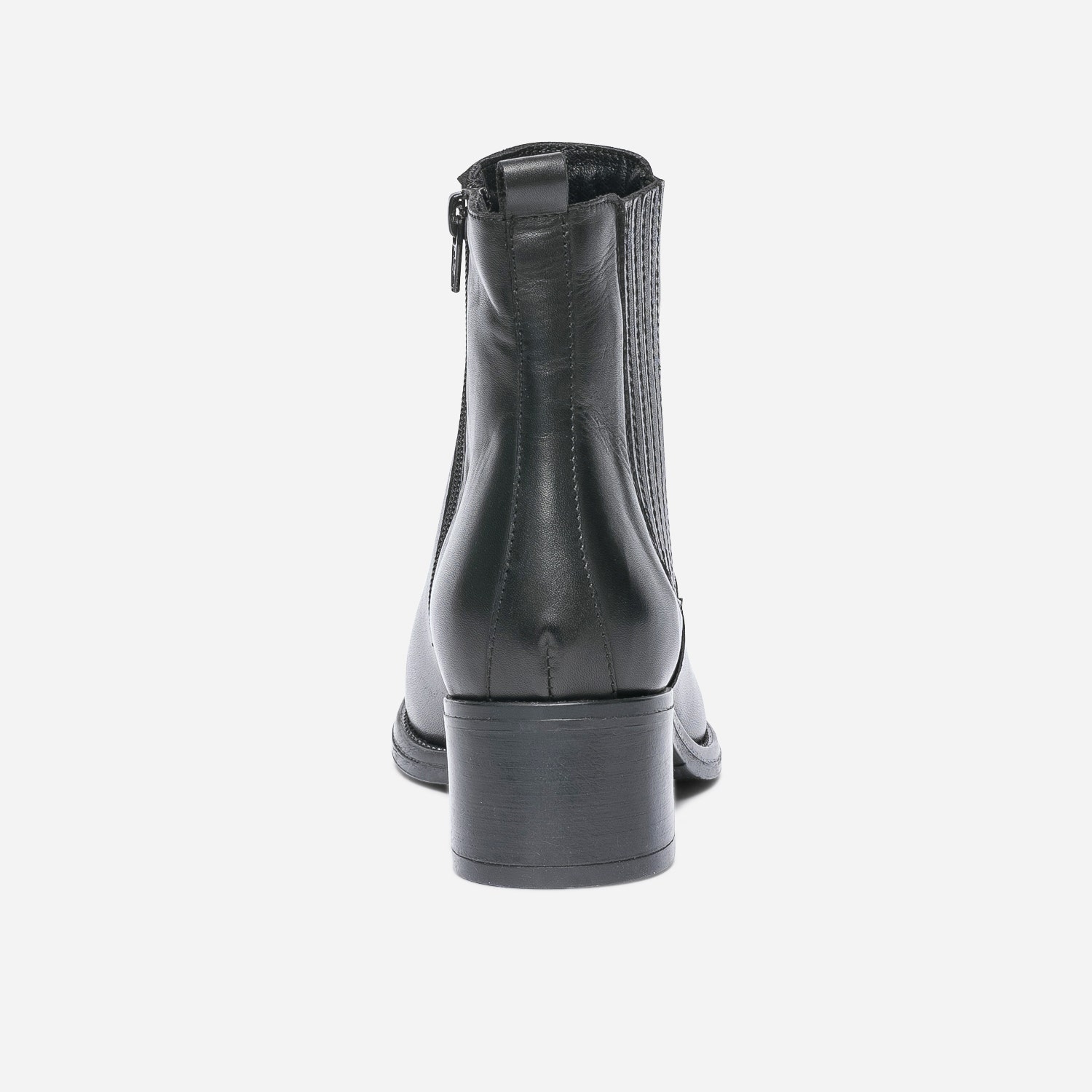 Boots noir en cuir avec élastique cousu