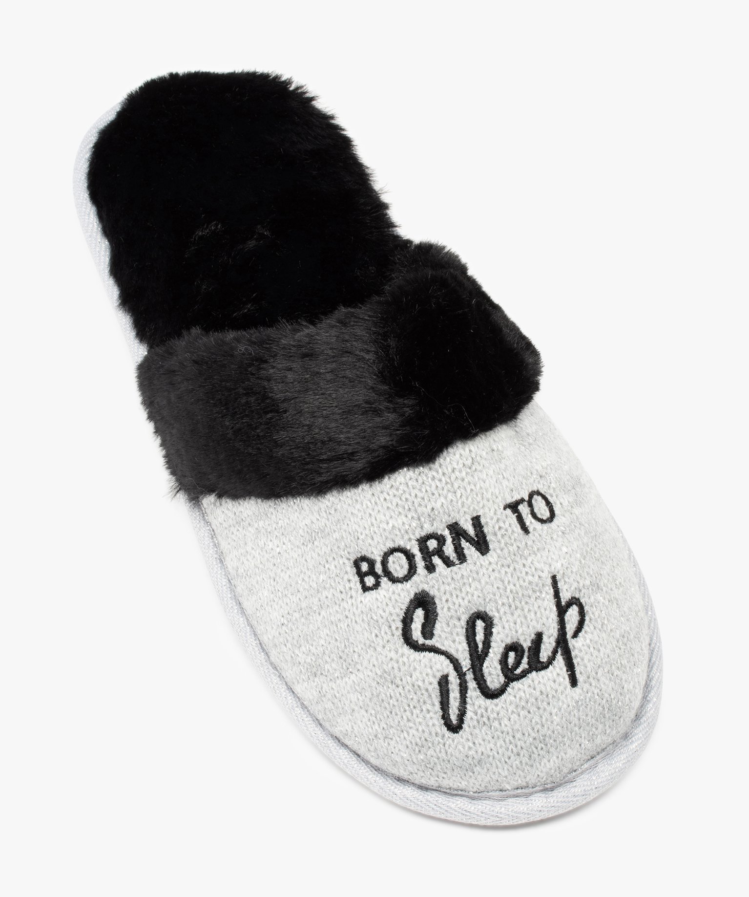 Chaussons femme mules plates brodées Born to sleep | GEMO