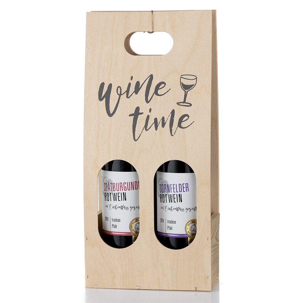 Moselland Wine Time 2er Holzkiste Dornfelder und Spätburgunder 2021