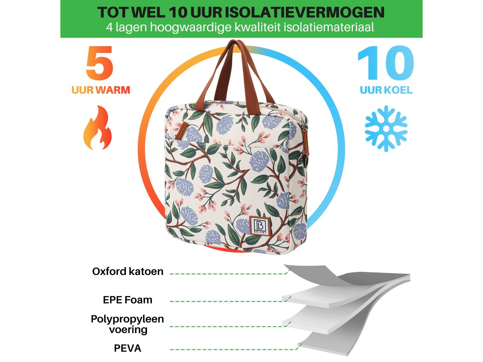 Brisby Blumen Weiß 7 Liter Kühltasche