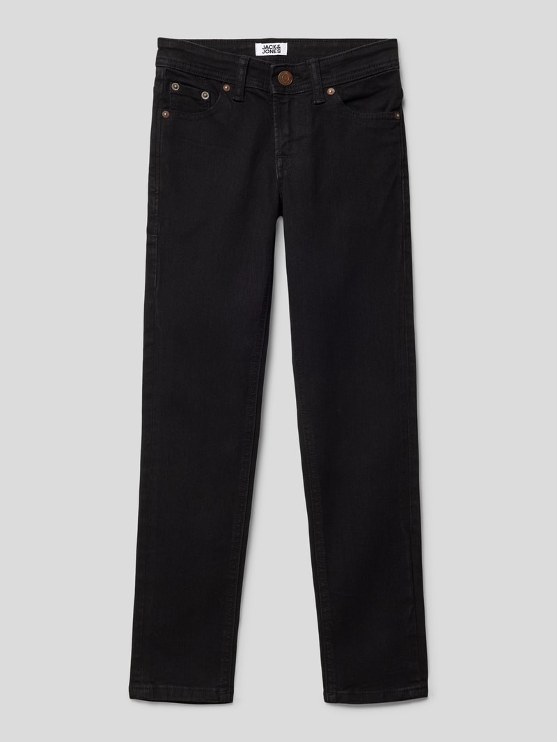 Skinny Fit Jeans mit Knopfverschluss Modell 'GLENN' in schwarz