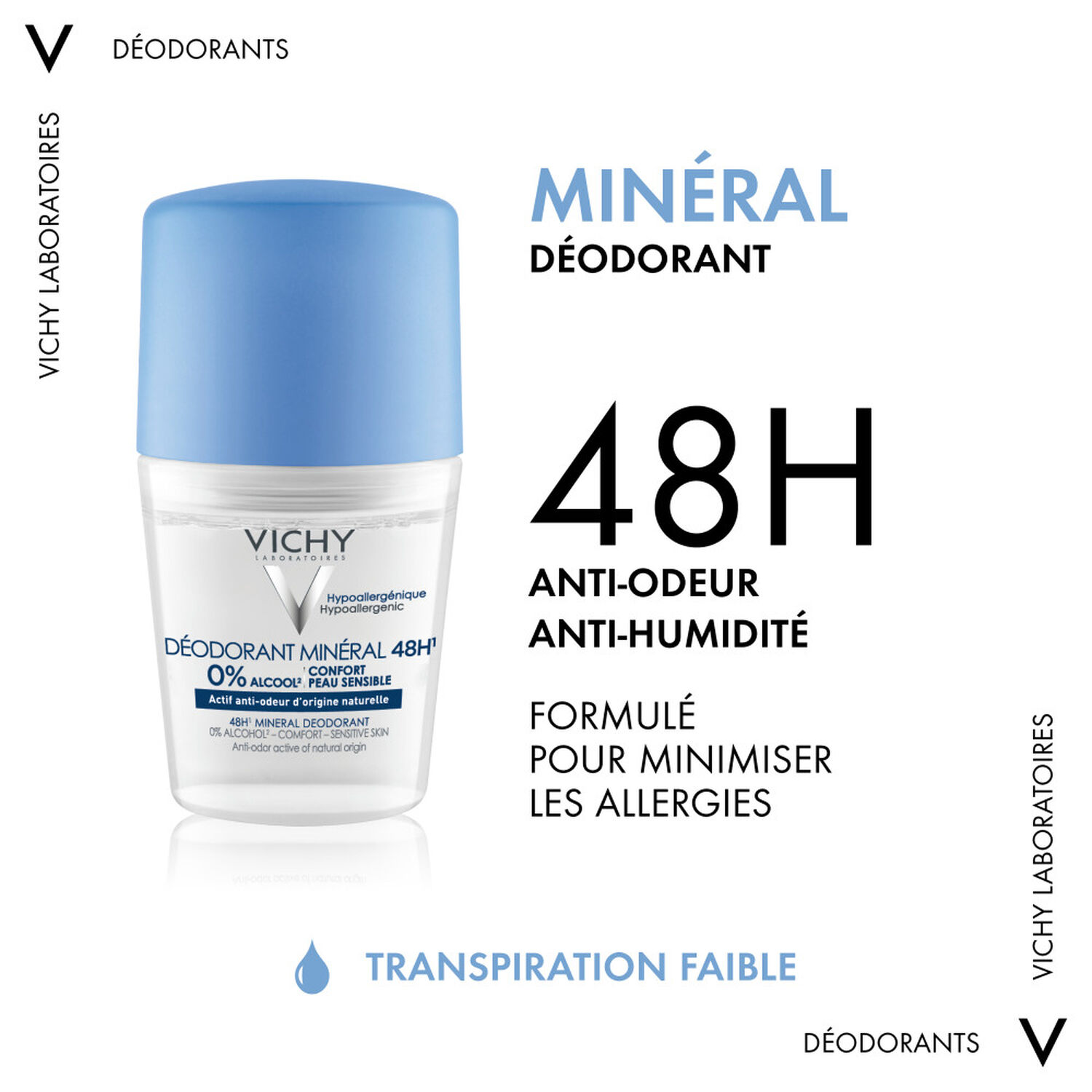 Vichy Déodorant Minéral Anti-Odeur 48H Roll-On 2x50 ml