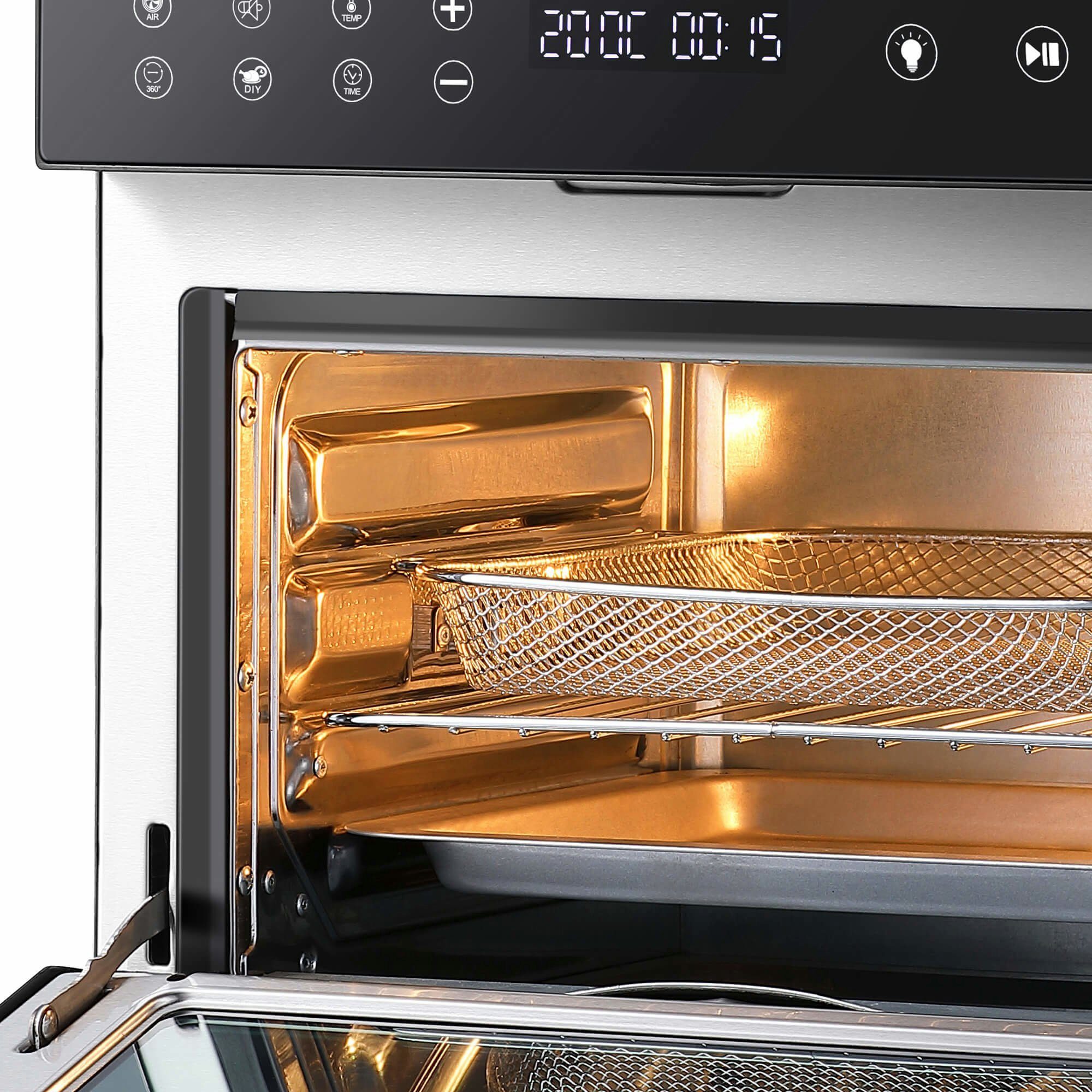 TurboTronic by Z-Line Minibackofen Digitaler XXL Power Airfryer 14 Liter Pommes Korb ab 50°C Heißluftofen, mit Drehspieß für Hähnchen, Konvektionsofen