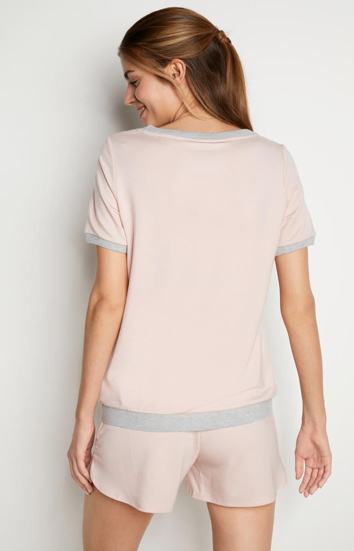 Loungewear Shirt in Rosa/Grau meliert
