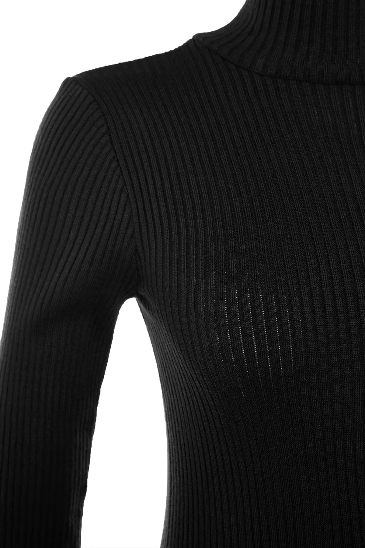 Trendyol Collection  Schwarzes Mini-Strickkleid mit Stehkragen - TWOAW23EL01389