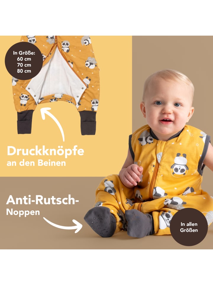 Schlummersack Schlafsack mit Füßen und umklappbaren Bündchen 1.0 TOG in Gold günstig kaufen