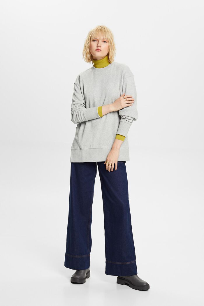Oversized Rundhals-Sweatshirt mit geschlitztem Saum