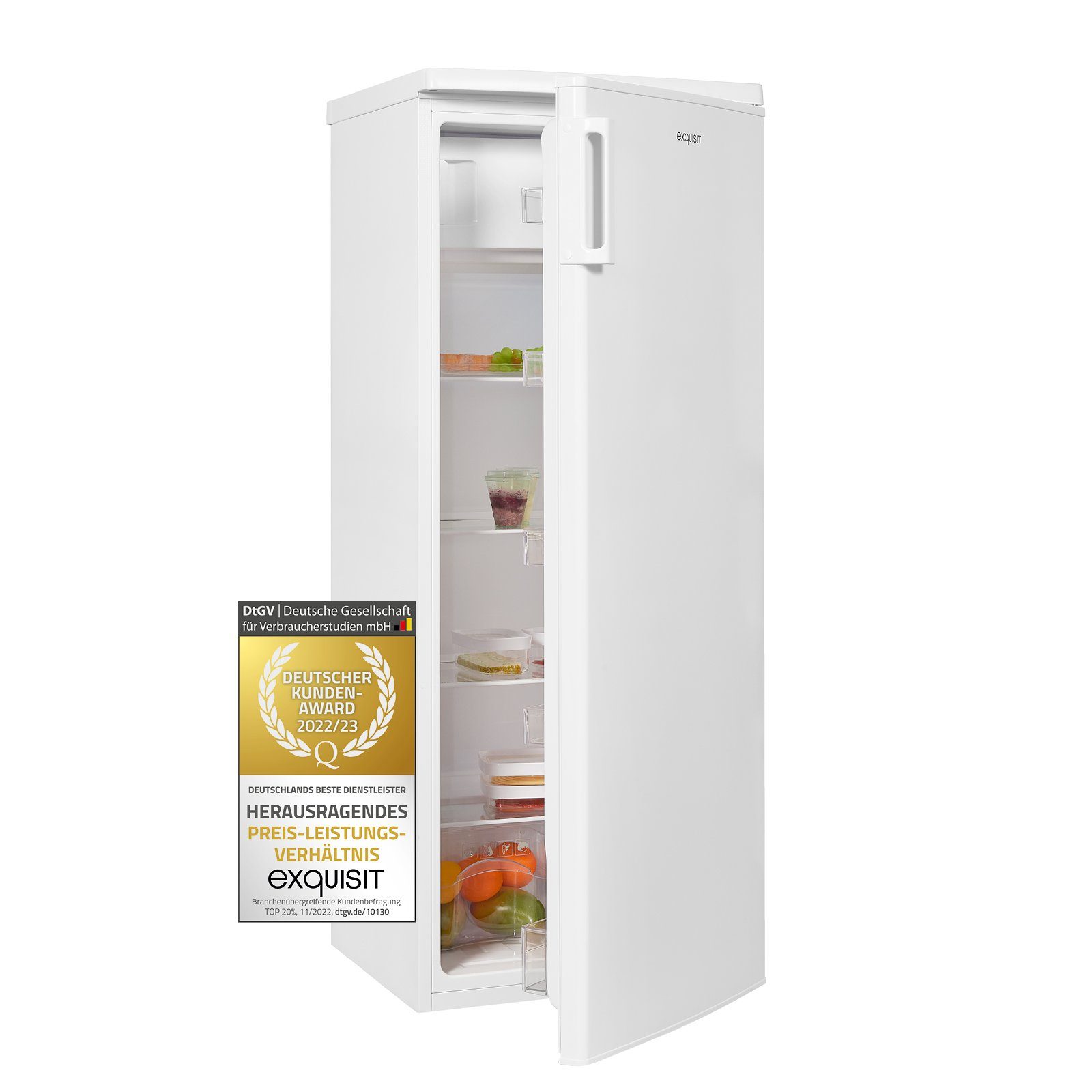 exquisit Kühlschrank KS315-3-H-040F, 143 cm hoch, 55 cm breit, XL-Kühlschrank mit 218 Liter Nutzinhalt