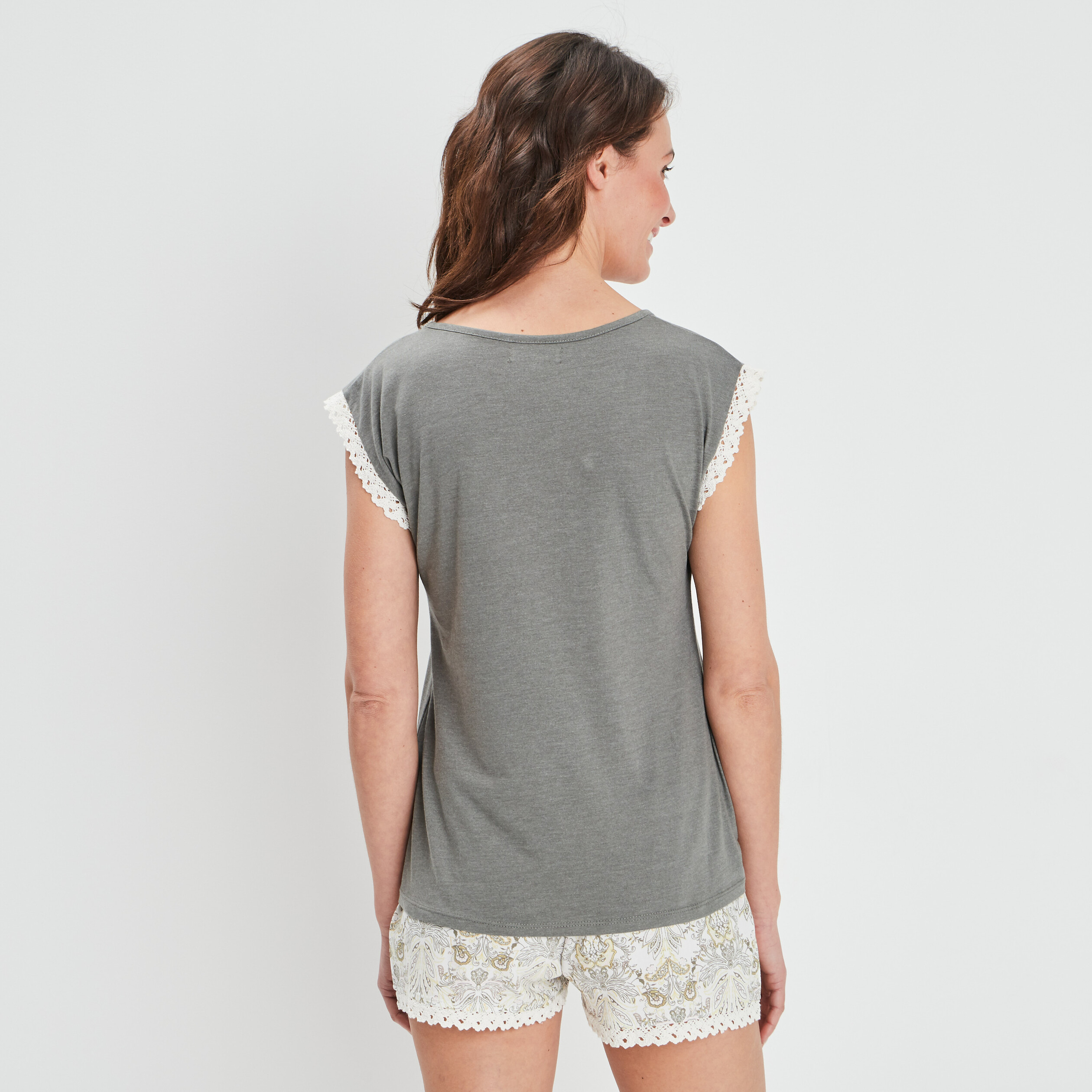 Ensemble pyjama 2 pièces t-shirt à noeud beige femme | La Halle