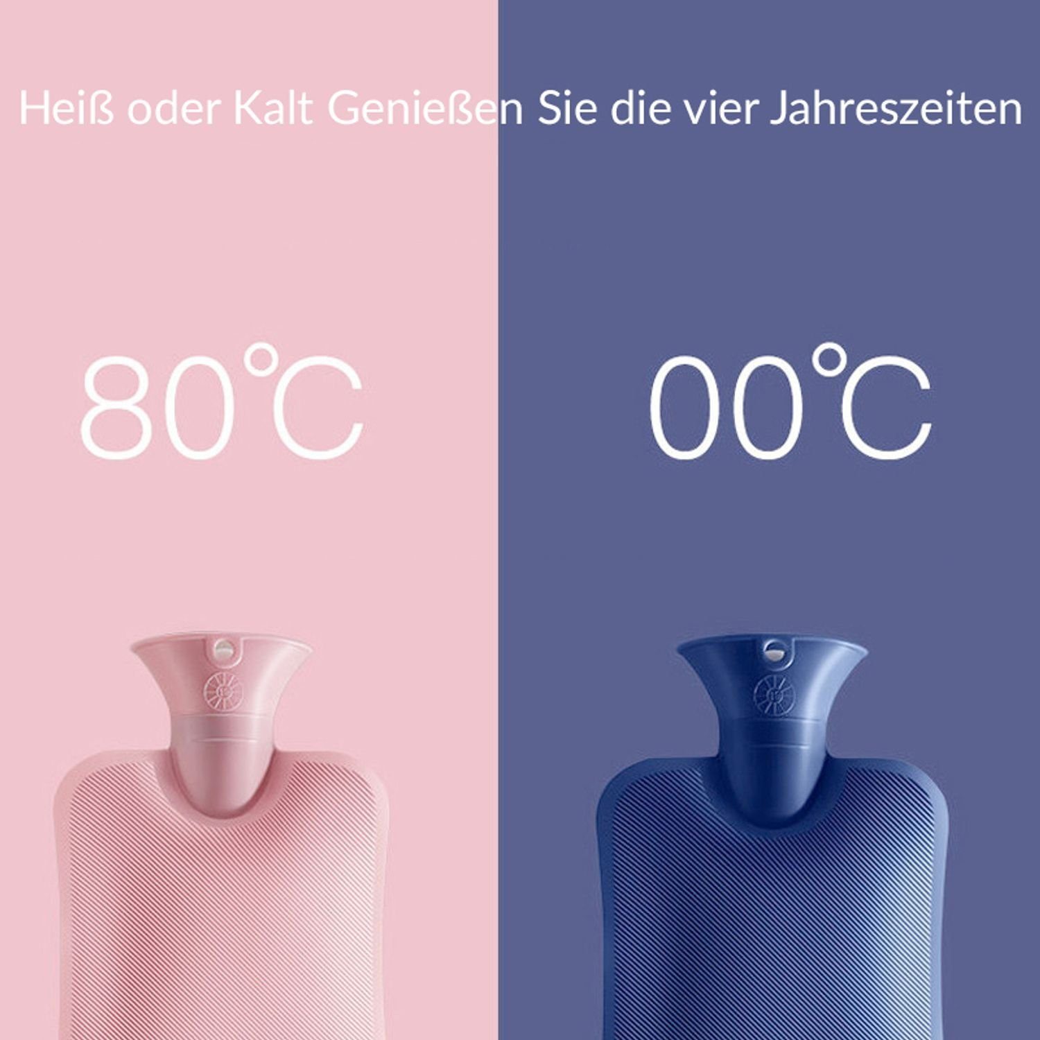 König Design Wärmflasche XXL Wärmeflasche weicher Stoff Bezug 2L Bettflasche Handwärmer, mit Strickbezug