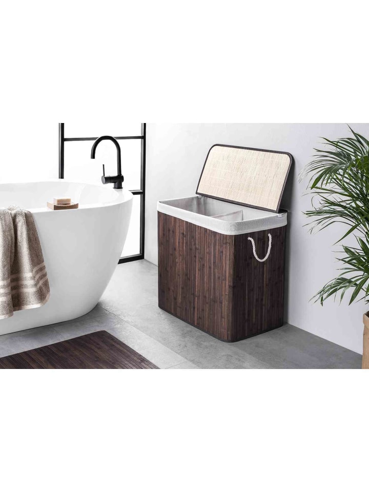 WohnDirect Wäschekorb mit Deckel BAMBOO in Braun günstig kaufen