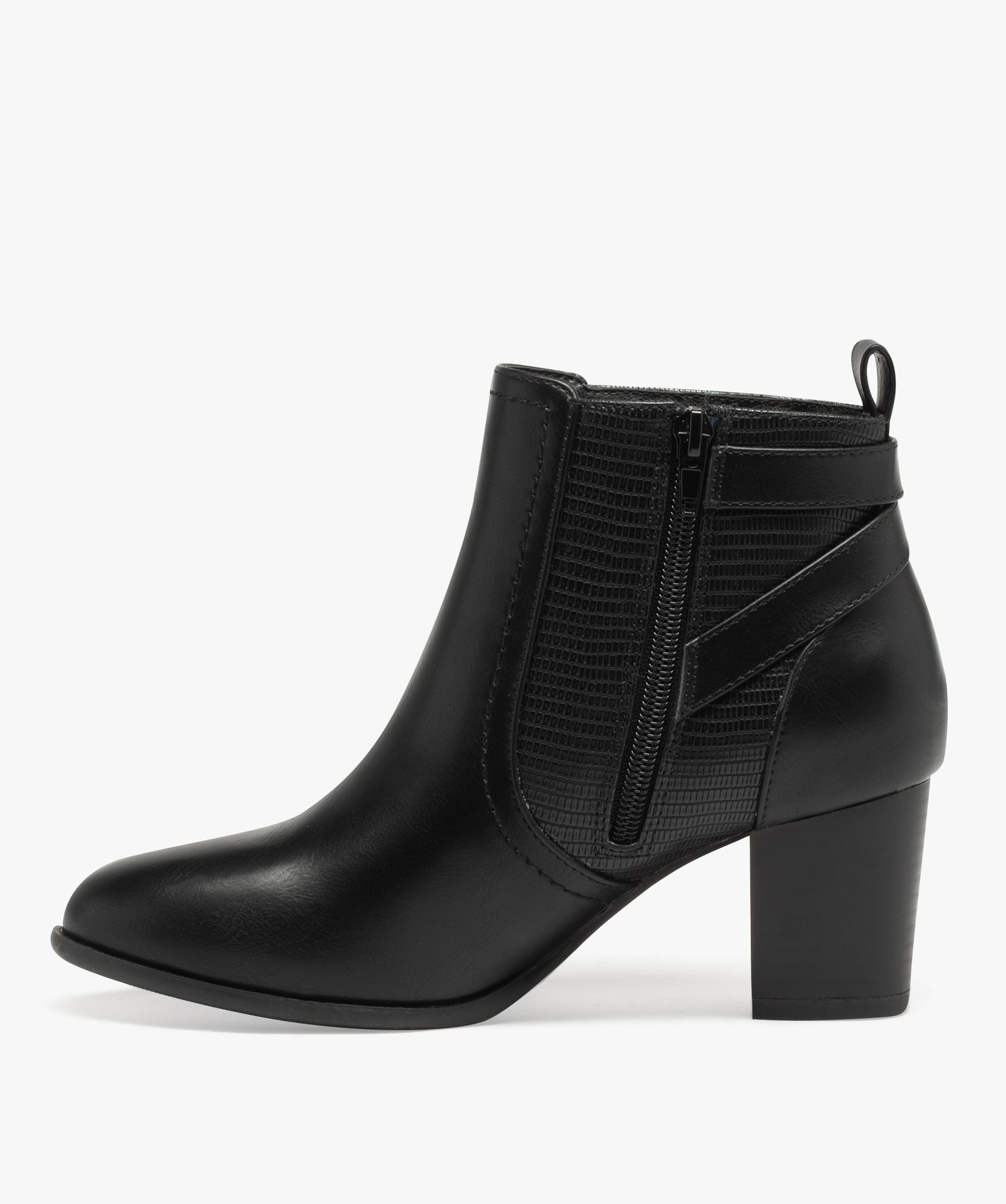 Boots avec empiècement texturé et bride fantaisie femme noir | GEMO
