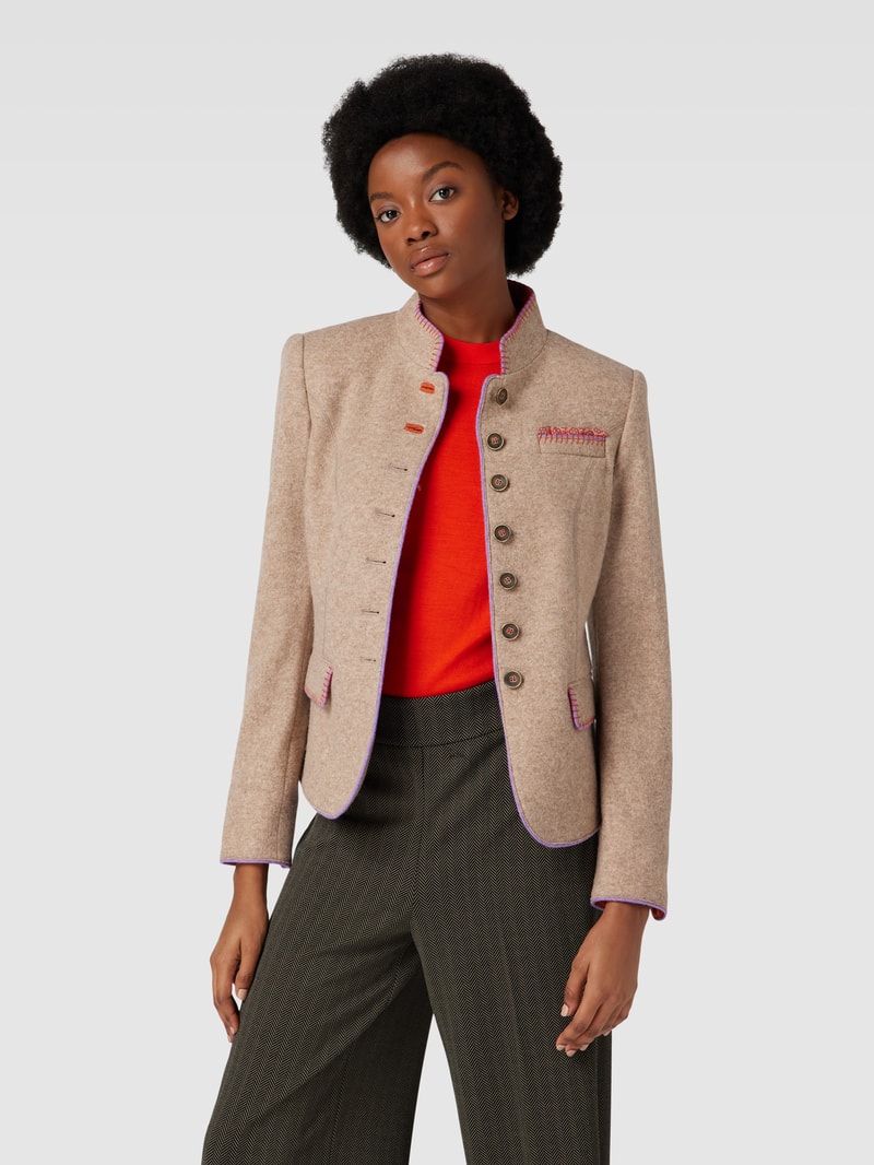 Blazer mit Kontrastbesatz in sand