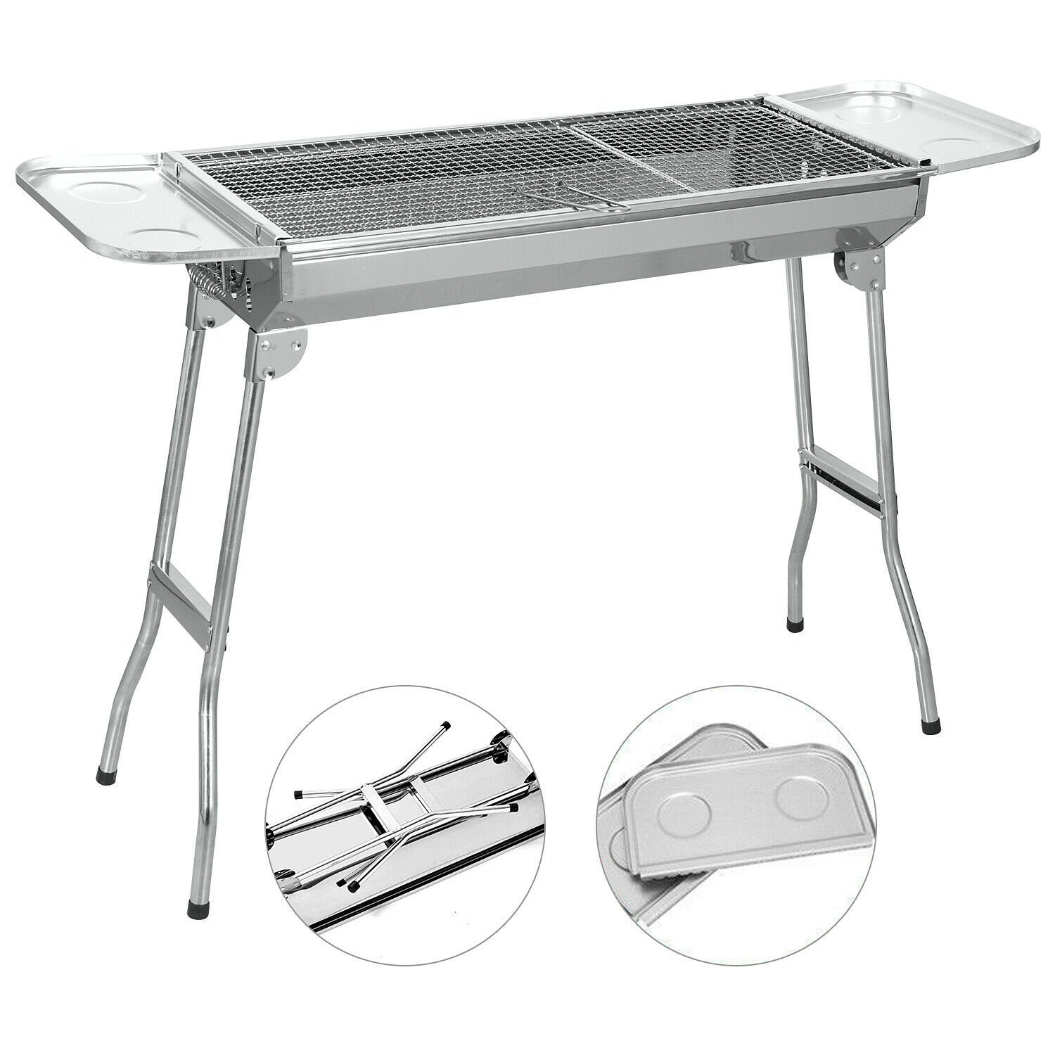 SunJas Holzkohlegrill CA-12, Tragbar, Klappgrill, mit 2 Stück Grillrost Standgrill,Edelstahl Klappgrill,BBQ Standgrill Tragbar Camping Grill