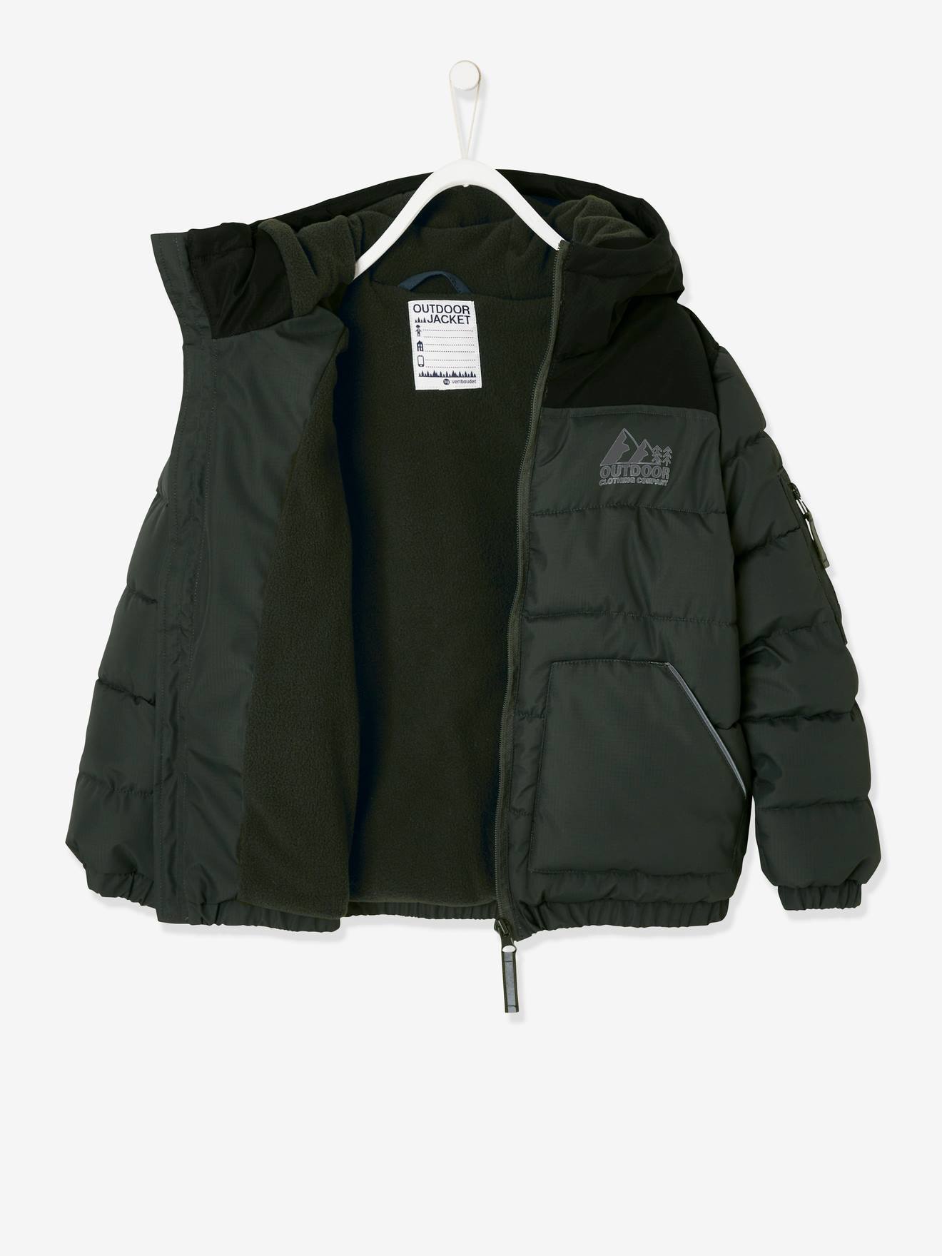 Vertbaudet Jungen Steppjacke mit Kapuze, Recycling-Polyester - khaki