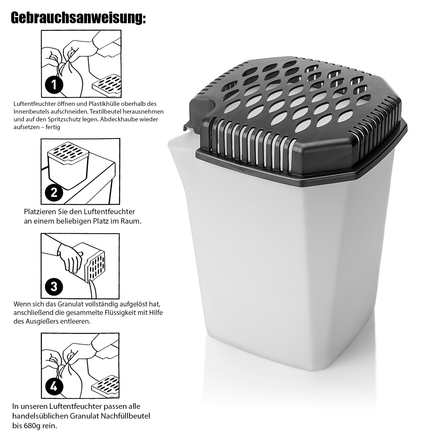 BigDean Luftentfeuchter-Nachfüllpack Luftentfeuchter ohne Strom mit praktischem