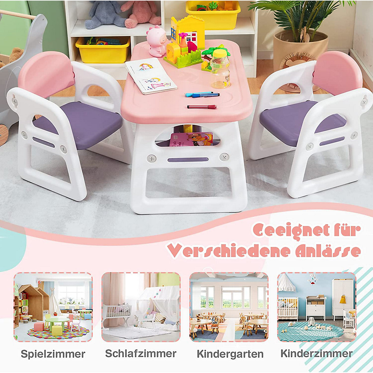 3tlg. Sitzgruppe HDPE mit 2 Stühlen Ergonomisch