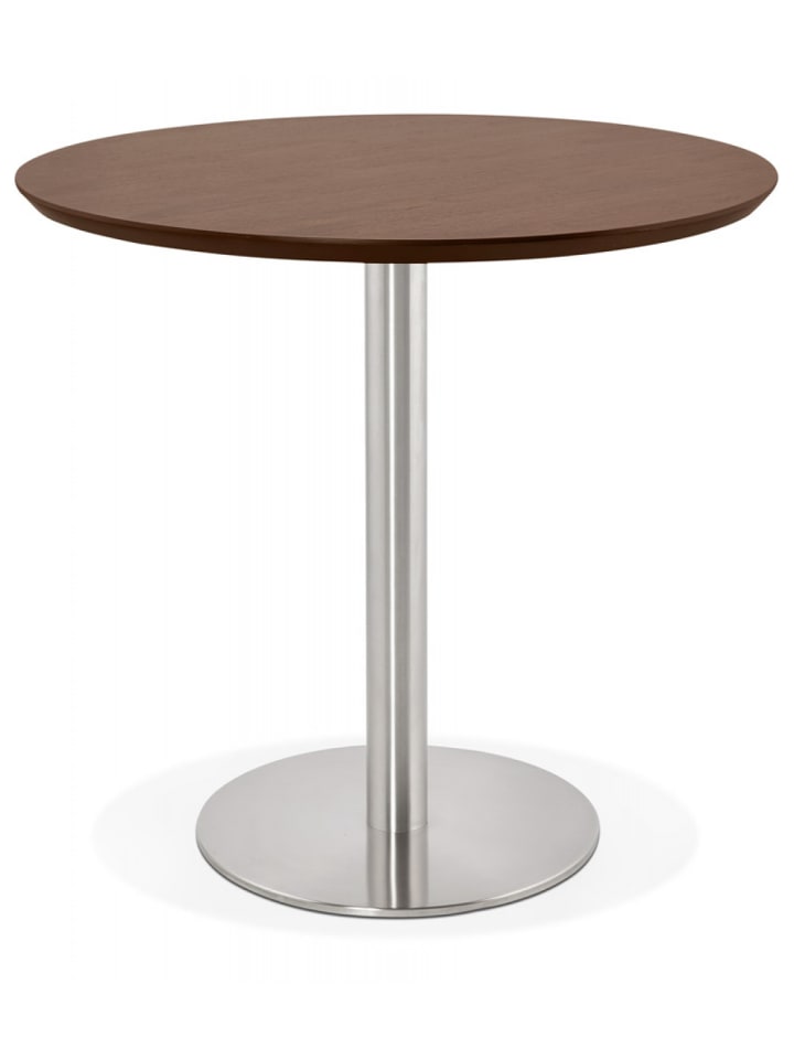 KADIMA DESIGN Runder Esstisch aus Holz und Metall | Bürotisch Walnuss Optik in Braun günstig kaufen onesize