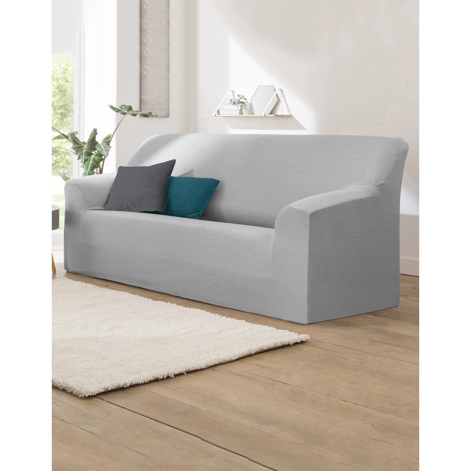 Housse extensible unie canapé fauteuil accoudoirs