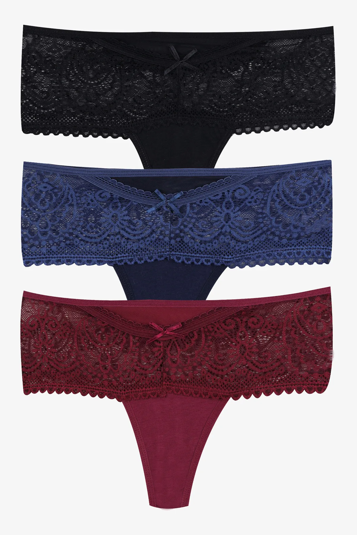 koza iç giyim  3-teiliger Tanga mit Spitzendetail für Damen